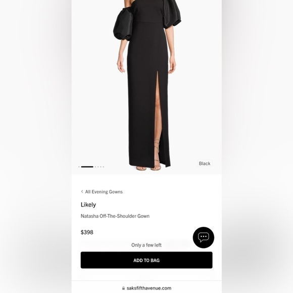 NWT Likely Natasha Off-The-Shoulder Women's Black Special Occasion Gown Size 4 - Picture 8 of 9